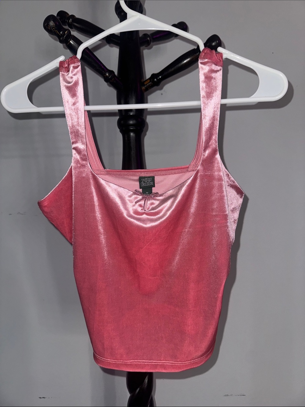 Velvet Like Square-Neck Tank Top in Pink 2.L2